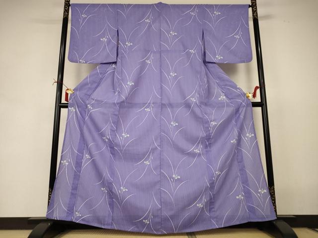 平和屋着物*夏物 小紋 絽 草花文 洗える着物 AABI7882jd