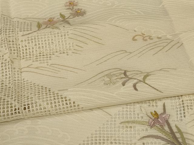 平和屋着物*夏物 訪問着 絽 刺繍 立波草花文 正絹 逸品 AABI7884jd
