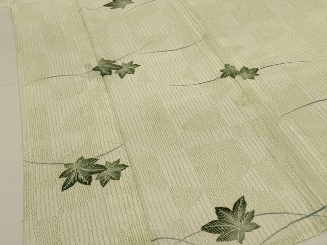 平和屋着物*夏物 小紋 絽 芝葉文 洗える着物 AABI7885jd