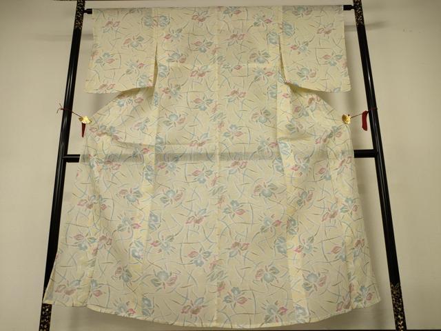 平和屋着物*夏物 小紋 草花文 洗える着物 AABI7894jd