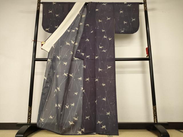 平和屋着物*夏物 小紋 紗紬 飛鳥文 正絹 逸品 AABI7912jd