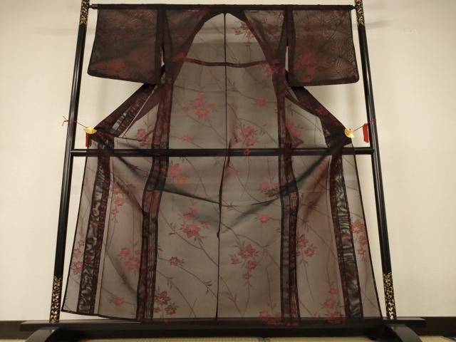 平和屋着物*夏物 小紋 紗 草花文 正絹 逸品 未使用 AABI7916jd