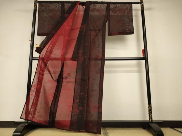 平和屋着物*夏物 小紋 紗 草花文 正絹 逸品 未使用 AABI7916jd