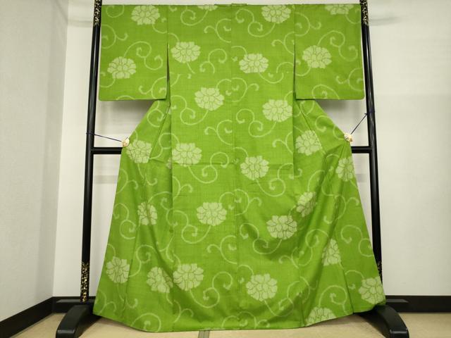 平和屋着物●上質な紬 花唐草文 正絹 逸品 AABI7921ck