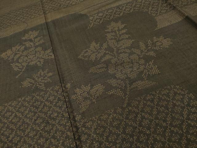 平和屋着物●結城紬 訪問着 100亀甲 エ霞花文 正絹 逸品 AABI7922ck
