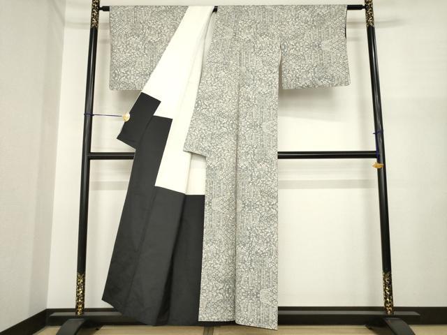 平和屋着物●本場大島紬 白大島 一元7マルキ 総絣 草花文 正絹 逸品 AABI7927ck