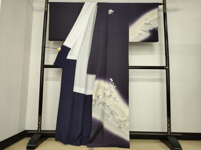 平和屋着物●訪問着 手描き 枝花文 暈し染め 正絹 逸品 AABI7935ck
