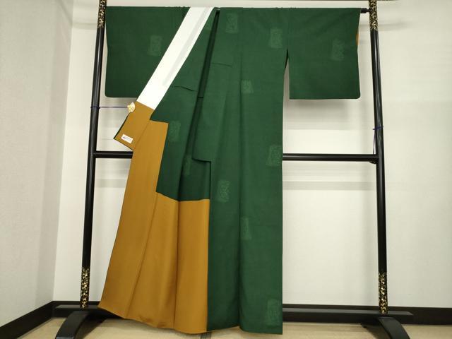 平和屋着物●結城紬 100亀甲 短冊花文 飛び亀甲柄 やまと誂製 胴抜き仕立て 正絹 逸品 AABI7938ck
