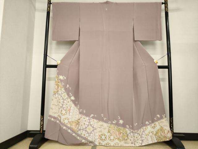 平和屋着物●豪華色留袖 駒刺繍 更紗花鳥文 金彩 正絹 逸品 AABI7945ck