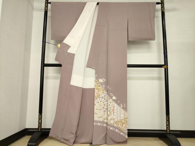 平和屋着物●豪華色留袖 駒刺繍 更紗花鳥文 金彩 正絹 逸品 AABI7945ck