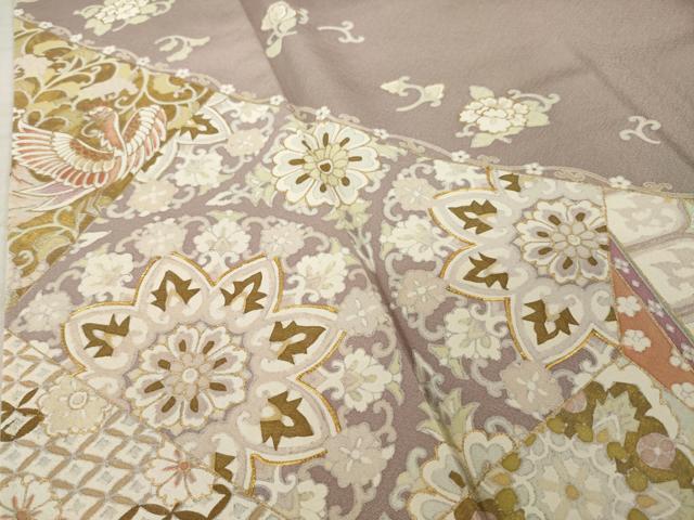 平和屋着物●豪華色留袖 駒刺繍 更紗花鳥文 金彩 正絹 逸品 AABI7945ck