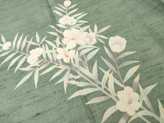 平和屋着物●訪問着 紬地 草花文 正絹 逸品 AABI7947ck