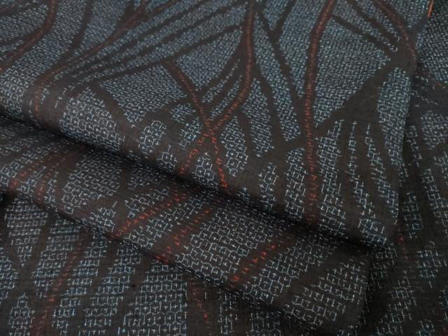 平和屋着物●結城紬 80亀甲 幾何学文様 正絹 逸品 AABI7958ck