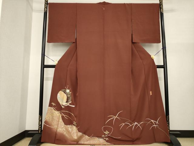 平和屋着物●豪華色留袖 友禅 作家物 駒刺繍 花丸文 金彩 正絹 逸品 AABI7960ck