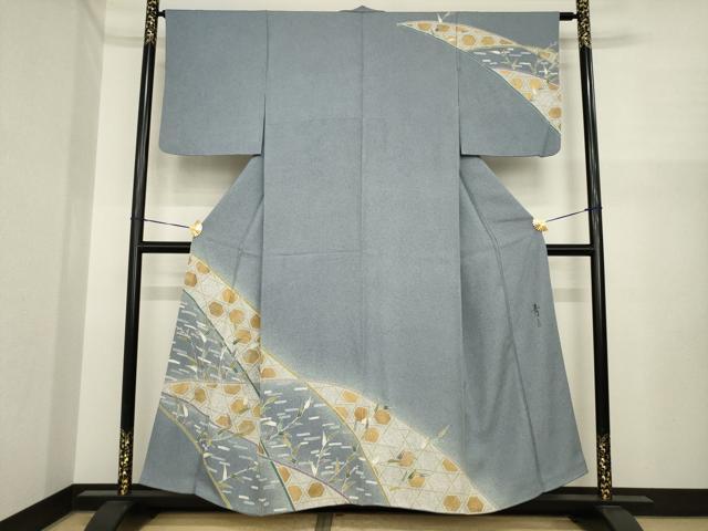 平和屋着物●京友禅の第一人者 松井青々 訪問着 亀甲文 暈し染め 金彩 正絹 逸品 AABI7975ck