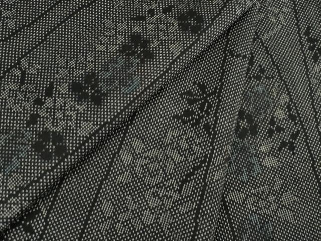 平和屋着物●本場大島紬 立涌花文 一元絣 正絹 逸品 AABI7979ck