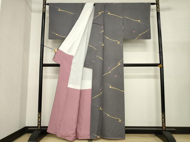 平和屋着物●上質な小紋 稲妻 正絹 逸品 AABI7983ck
