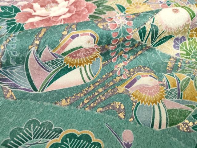 平和屋着物●訪問着 松皮菱鴛鴦花文 正絹 逸品 AABI7991ck
