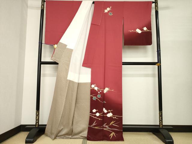 平和屋着物●染色の魔術師 染乃座・大久保玄才 そめのざ玄才 訪問着 枝花文 暈し染め 金彩 正絹 逸品 AABI7993ck