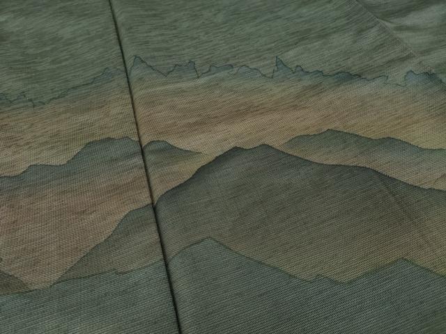 平和屋着物●本場縞大島紬 訪問着 遠山重ね文 正絹 逸品 未使用 AABI7994ck