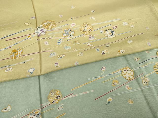 平和屋着物●訪問着 駒刺繍 雪輪花文 暈し染め 金彩 正絹 逸品 未使用 AABI7996ck