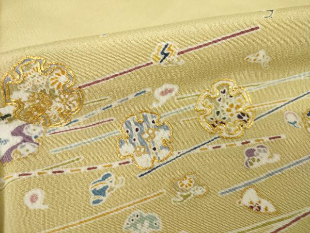 平和屋着物●訪問着 駒刺繍 雪輪花文 暈し染め 金彩 正絹 逸品 未使用 AABI7996ck