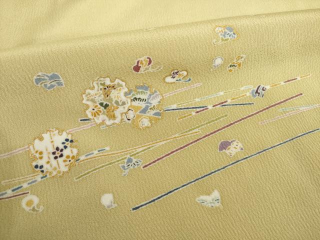 平和屋着物●訪問着 駒刺繍 雪輪花文 暈し染め 金彩 正絹 逸品 未使用 AABI7996ck