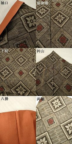 平和屋着物●本場大島紬 龍郷絣 花菱文 正絹 逸品 AABI7998ck