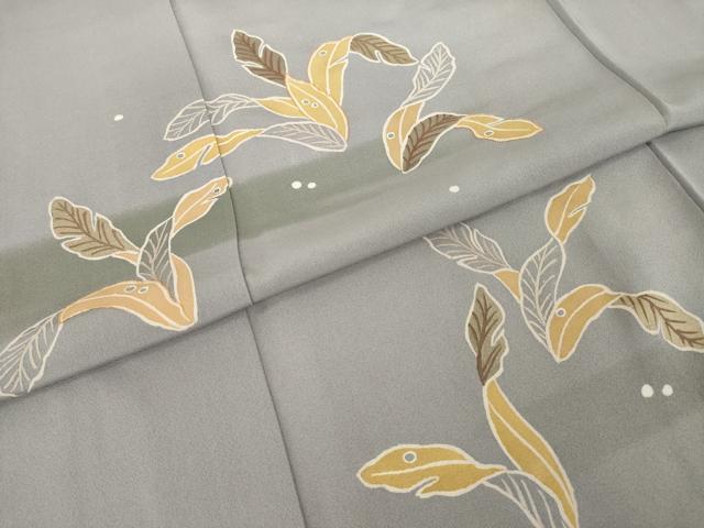 平和屋着物●訪問着 駒刺繍 草葉文 金彩 正絹 逸品 AABI8000ck
