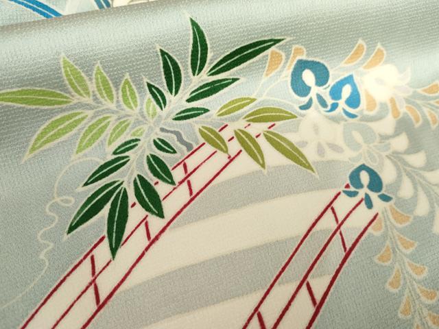 平和屋着物▽訪問着 単衣 渡り橋松竹梅文 金彩 正絹 逸品 AABI8002cs