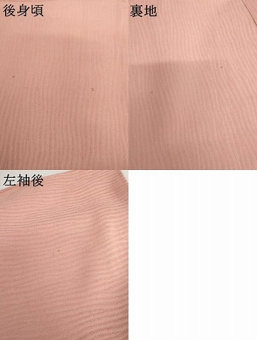 平和屋着物▽上質な色無地 単衣 よろけ縞地紋 薄紅色 正絹 逸品 AABI8006cs