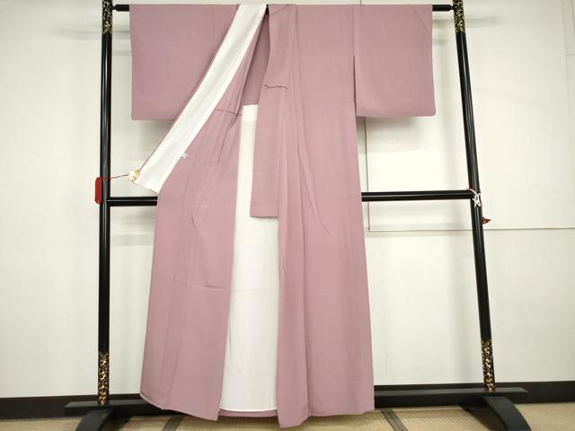 平和屋着物▽上質な色無地 単衣 石竹色 正絹 逸品 AABI8007cs