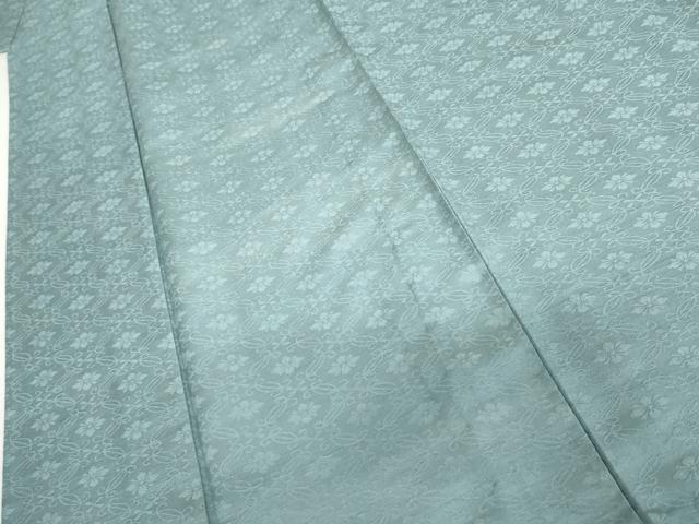 平和屋着物▽上質な色無地 単衣 花菱地紋 薄縹色 正絹 逸品 AABI8024cs
