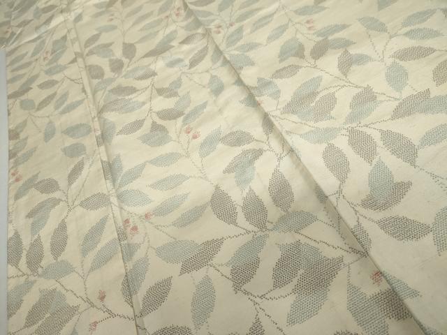 平和屋着物▽上質な紬 単衣 枝花文 正絹 逸品 AABI8025cs