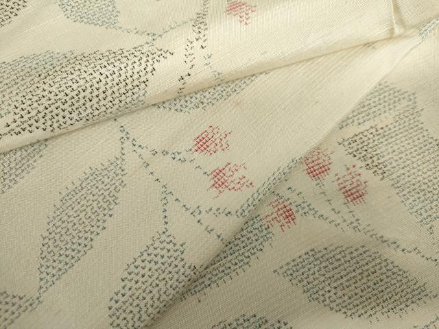 平和屋着物▽上質な紬 単衣 枝花文 正絹 逸品 AABI8025cs