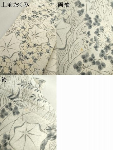 平和屋着物▽上質な小紋 単衣 手描き 竜田川 土車 正絹 逸品 AABI8029cs