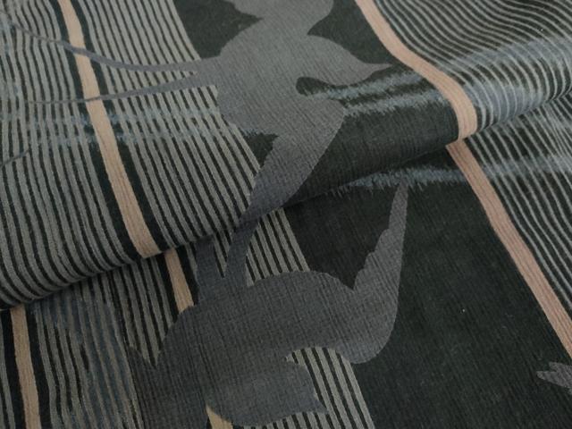 平和屋着物▽撫松庵 小紋・浴衣兼用 燕 黒地 単衣 綿 AABI8037cs