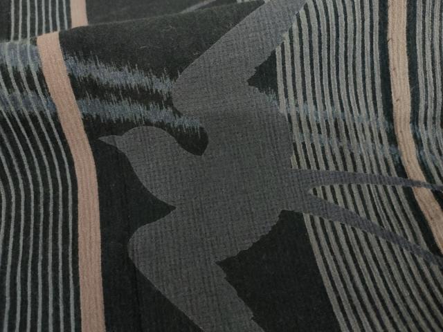 平和屋着物▽撫松庵 小紋・浴衣兼用 燕 黒地 単衣 綿 AABI8037cs