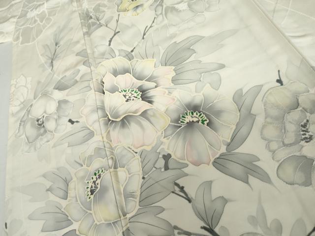 平和屋着物▽訪問着 単衣 手描き 地紋起こし 枝花文 正絹 逸品 AABI8041cs