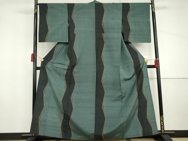 平和屋着物▽上質な紬 単衣 よろけ間道 正絹 逸品 AABI8046cs