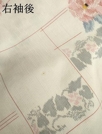 平和屋着物▽上質な紬 単衣 草花文 正絹 逸品 未使用 AABI8056cs