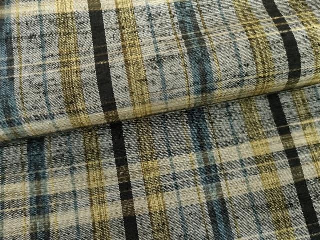 平和屋着物▽上質な紬 単衣 格子 正絹 逸品 AABI8057cs