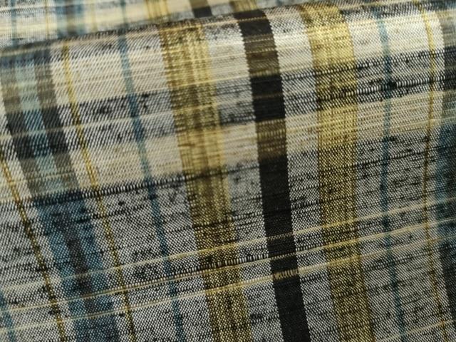 平和屋着物▽上質な紬 単衣 格子 正絹 逸品 AABI8057cs