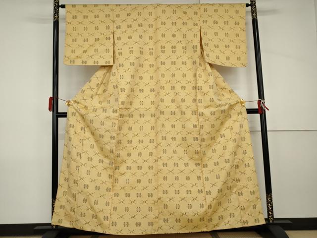 平和屋着物▽上質な紬 単衣 琉球絣文様 正絹 逸品 AABI8060cs