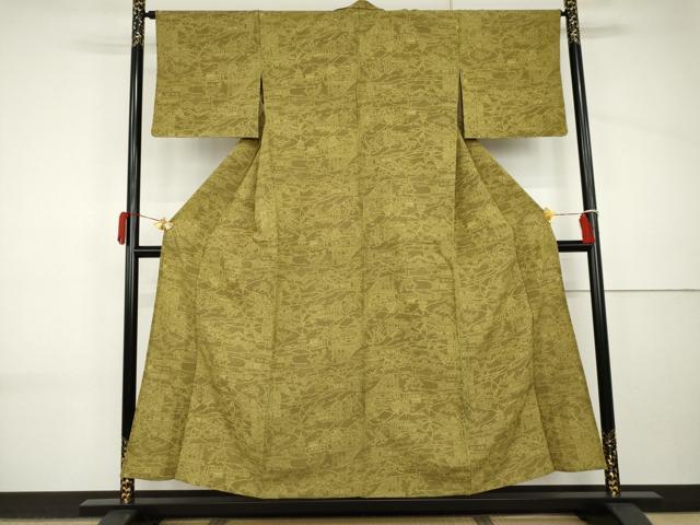 平和屋着物▽江戸小紋 単衣 風景文 正絹 逸品 AABI8063cs
