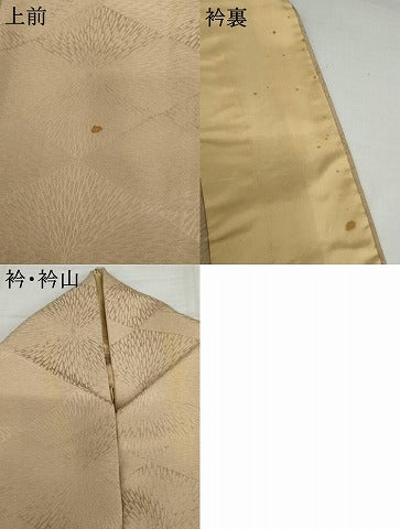 平和屋着物▽上質な色無地 単衣 菱地紋 丁子色 正絹 逸品 AABI8072cs