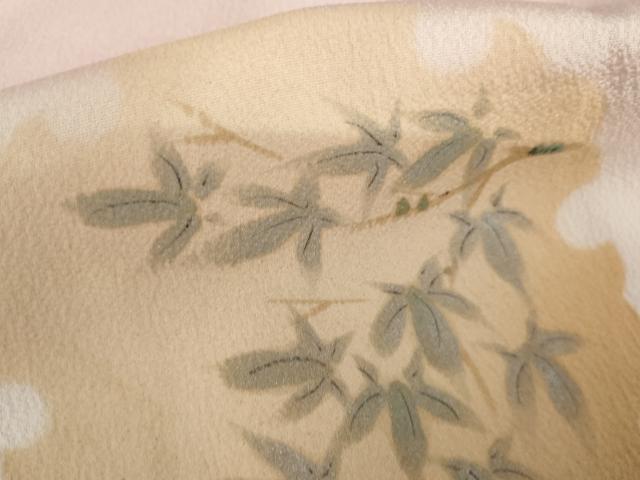 平和屋着物▽訪問着 単衣 手描き 雪輪枝花文 暈し染め 正絹 逸品 AABI8074cs