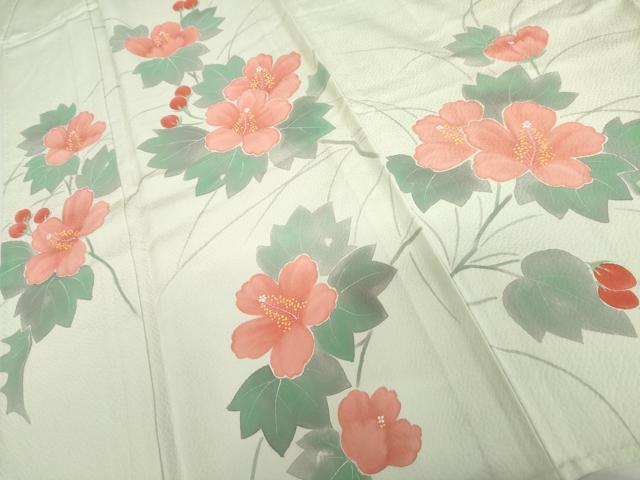 平和屋着物▽訪問着 単衣 手描き 草花文 金彩 正絹 逸品 AABI8083cs