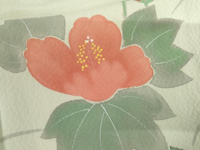 平和屋着物▽訪問着 単衣 手描き 草花文 金彩 正絹 逸品 AABI8083cs