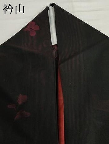 平和屋着物*夏物 小紋 紗 枝花文 黒地 正絹 逸品 AABI8087cs